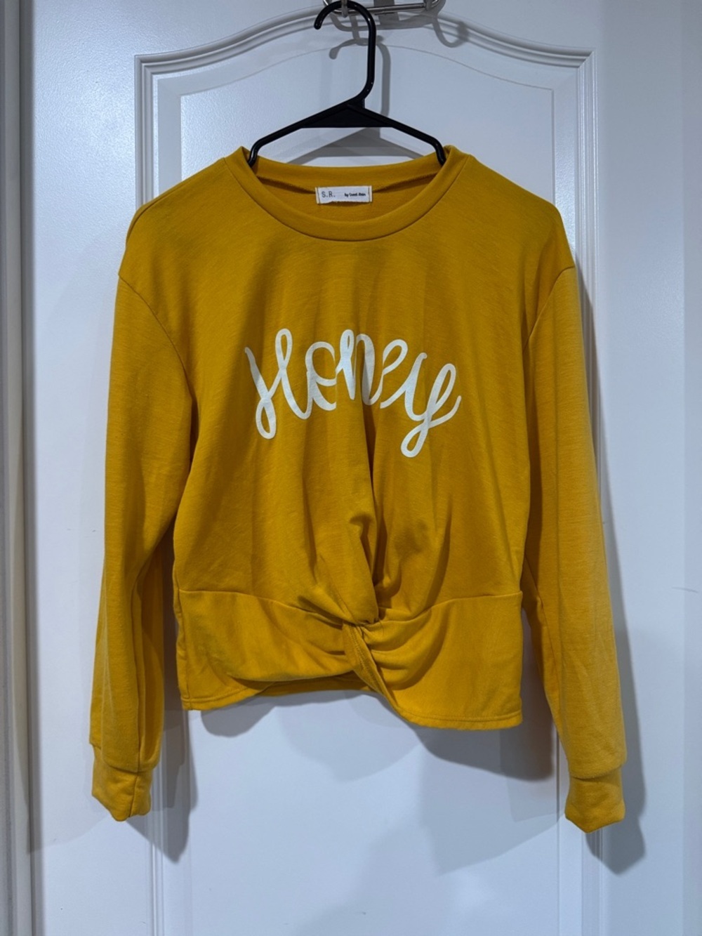 Sweet Rain Mustard Yellow "Honey" Knot-Front Sweatshirt / AA28